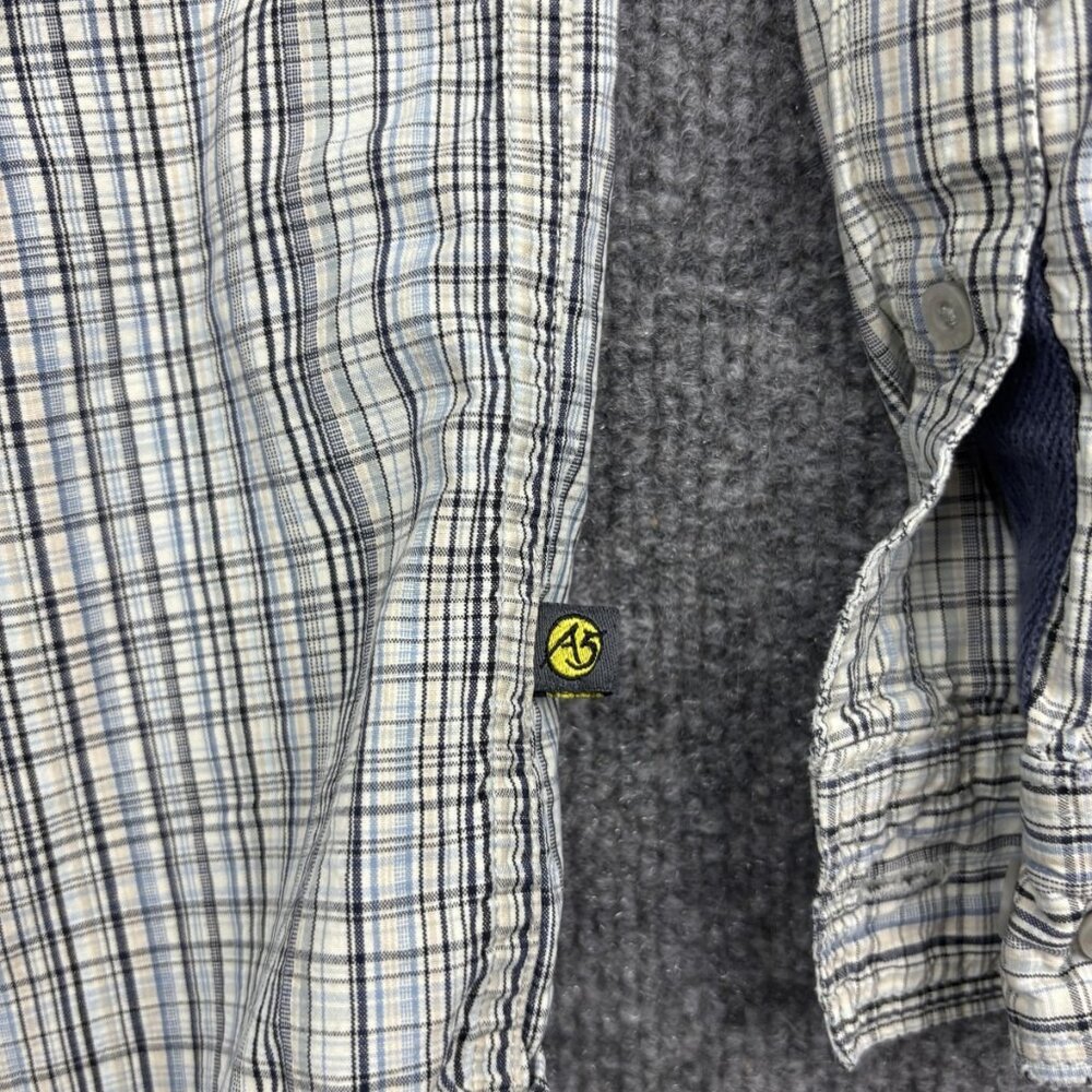 The North Face Shirt Mens Large Beige Blue Plaid Button Front Long Sleeve - Picture 6 of 7